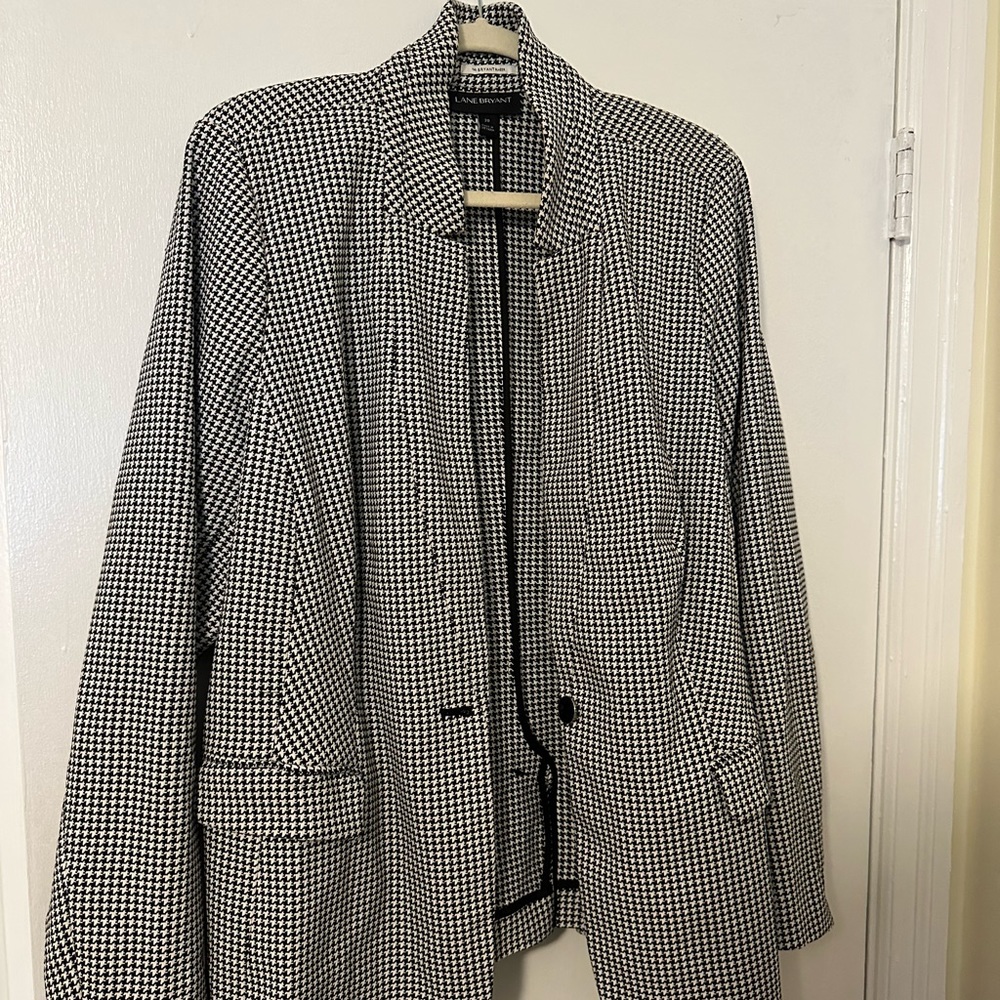 Lane Bryant Black and White Houndstooth Blazer